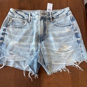 Distressed Light Blue Denim Shorts